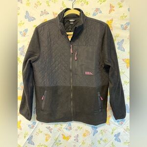 Eddie Bauer Women’s Mixed Media Polar Fleece Jacket Black Size L NWT